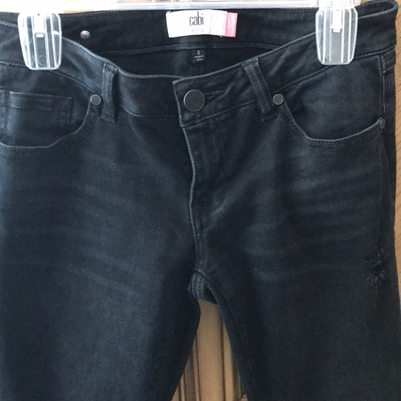 CABI Black Slim Distress Boyfriend Jeans - Picture 3 of 6
